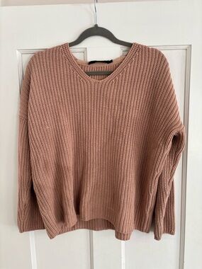 jenni kayne chunky knit tan sweater medium